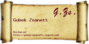 Gubek Zsanett névjegykártya